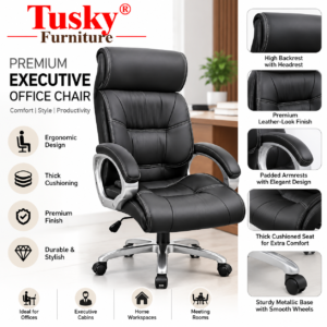 Premium Black Leather Executive Office Chair