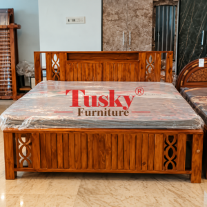 Premium Wooden Cot with Decorative Headboard